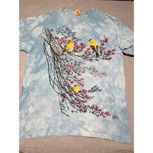 VTG Y2K The Mountain Tee L Tie-Dye Goldfinch Bird Blossom Niagara Falls Aviary